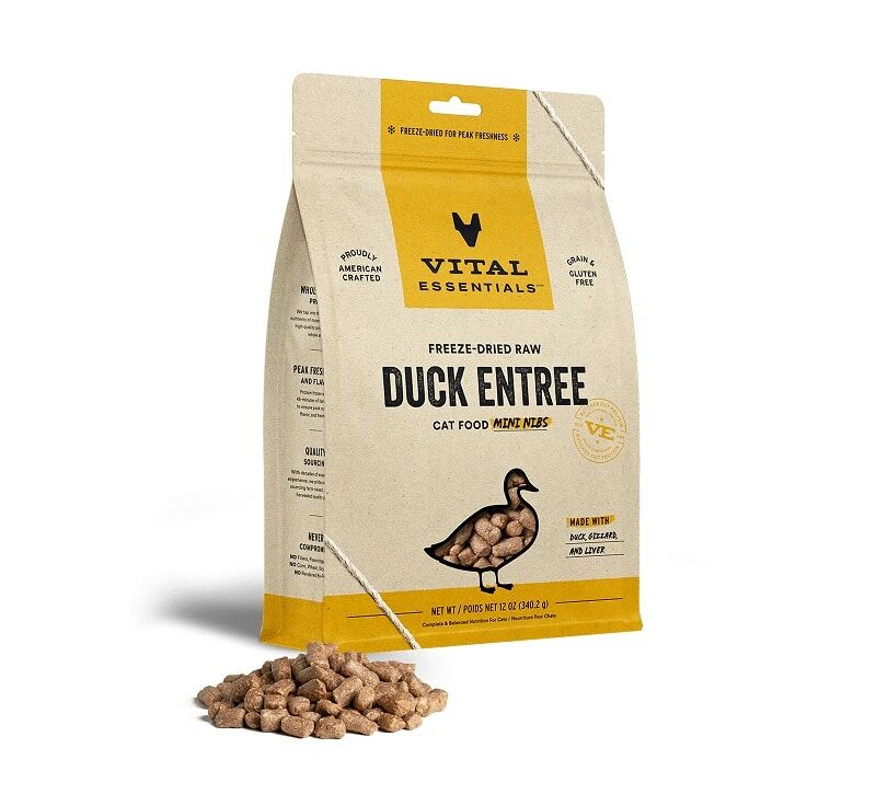 Vital Essentials Cat Food Freeze Dried Mini Nibs Duck 12oz