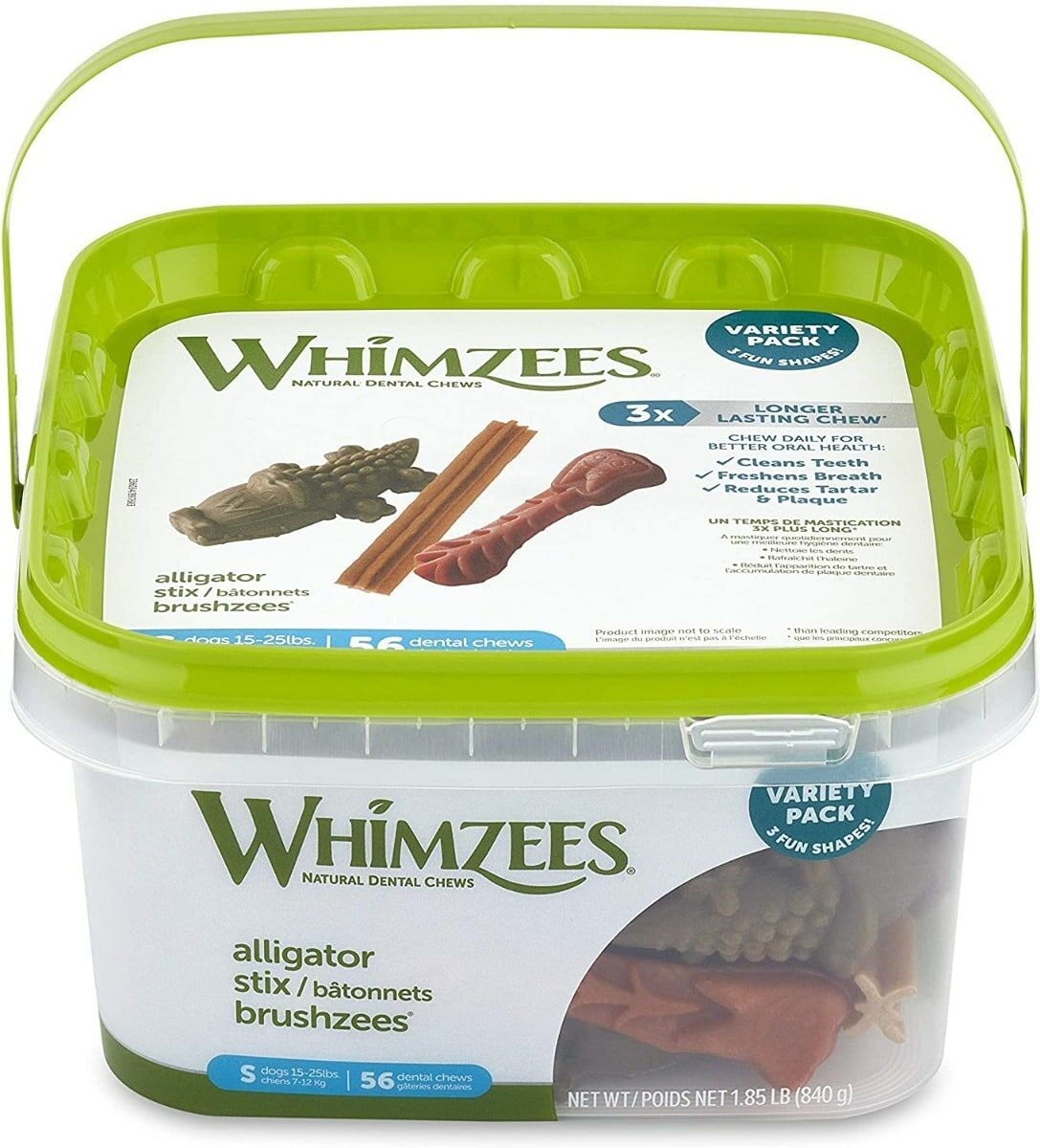 Whimzees Dog Dental Treat Variety Box Small 15 25lbs 56pcs