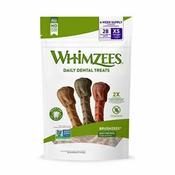 Whimzees Dog Dental Treat - Brushzees - Extra Small (5-15lbs) 28pcs |210g - EXP 30/09/2024