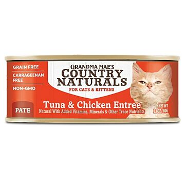 Country Naturals Cat Canned Food - Grain Free - Tuna and Chicken Pate 2.8oz