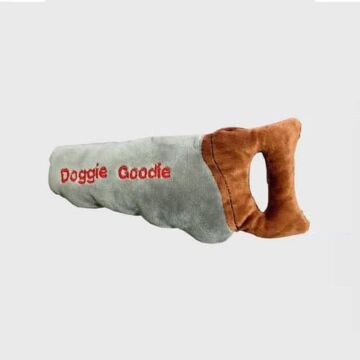 Doggie Goodie Dog Plush Toy With Squeaker - Saw