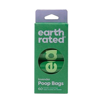 earth rated Dog 60 Poop Bags Refill - Lavender (15 Bags x 4 Rolls)