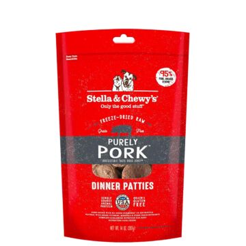 Stella & Chewys Dog Food - Freeze-Dried Dinner Patties - Purely Pork 14oz - EXP 12/08/2024