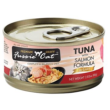 Fussie Cat Black Label Premium Gravy Canned Food - Tuna with Salmon 80g