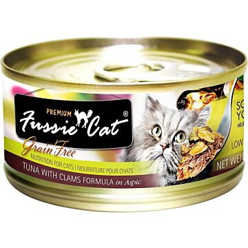 Fussie Cat Black Label Premium Canned Food - Tuna with Clams 80g