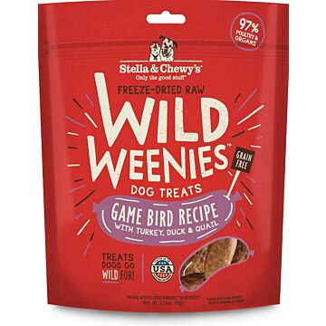 Stella & Chewys Dog Freeze Dried Treats - Wild Weenies - Game Bird Recipe 3.25oz