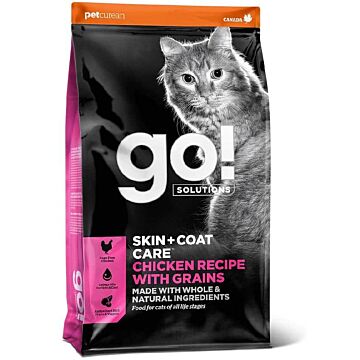 Go! SOLUTIONS Cat Food - Skin & Coat Care - Chicken with Grains 8lb