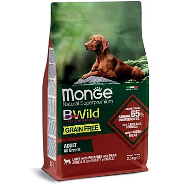MONGE BWild Dry Dog Food - Grain Free - Lamb, Potatoes & Peas 2.5kg