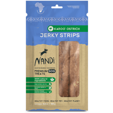 NANDI Dog Treat - Premium Karoo Ostrich Jerky Strips 150g