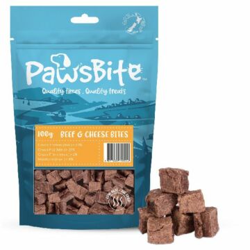 PawsBite Cat & Dog Treat - Air Dried Beef & Cheese Bites 100g