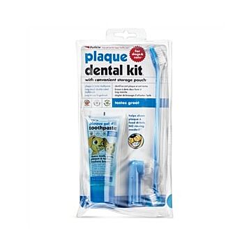 Petkin Plaque Dental Kit - Cool Mint Gel Toothpaste And Brushes