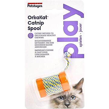 Petstages Cat Toy - OrkaKat Catnip Spool with String (2 inch)