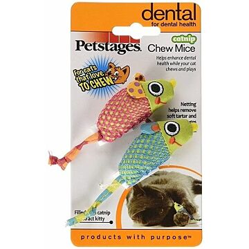 Petstages Cat Toy - Catnip Chew Mice (2.5 Inch x 2pcs)
