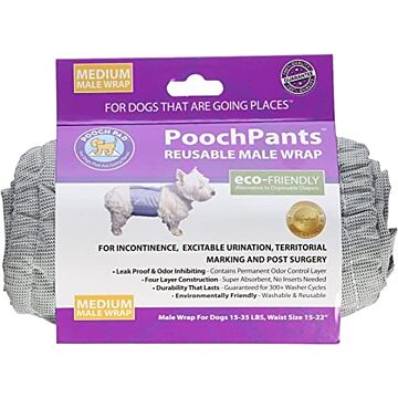 PoochPad Poochpants - Eco-Friendly Washable & Reusable - Male Diaper Wrap Medium