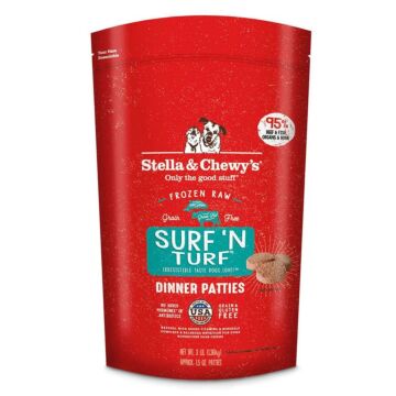 Stella & Chewys Dog Food - Frozen Raw Dinner Patties - Surf ‘N Turf 3lb