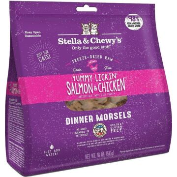 Stella & Chewys Cat Food - Freeze-Dried Dinner Morsels - Yummy Lickin' Salmon & Chicken