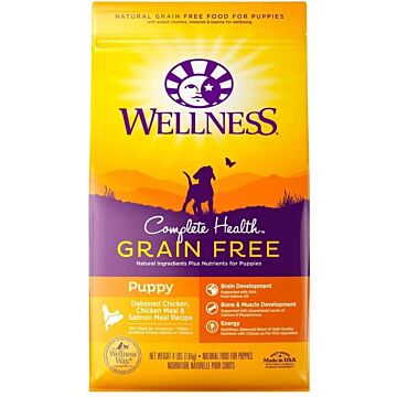 Wellness Complete Dog Food - Grain Free Puppy Deboned Chicken, Chicken Meal & Salmon 4lb