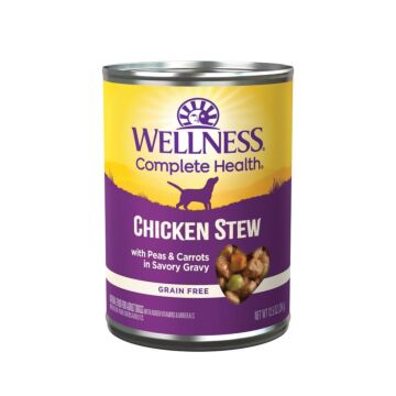 Wellness Dog Canned Food - Grain Free - Chicken Stew with Peas & Carrots 12.5oz