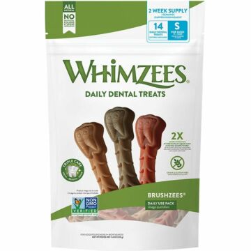 Whimzees 狗小食 - 快樂牙刷型潔齒骨 - 小型犬 - 細碼 14支混色  210g