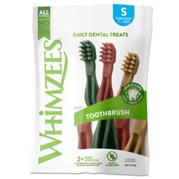 Whimzees Dog Dental Treat - Toothbrush - Small (15-25lbs) 4 pcs