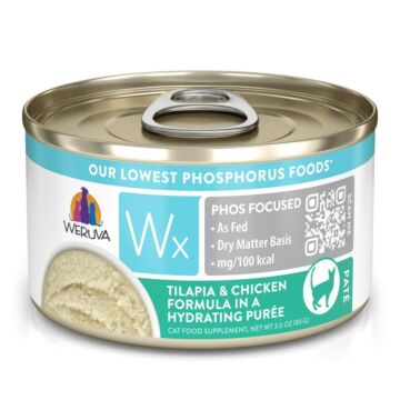 WERUVA Cat Wet Food - Kidney Care Wx Phosphorus - Tilapia & Chicken In Hydrating Puree 3oz