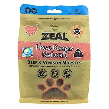 Zeal Cat & Dog Treat - Natural Freeze Dried Beef & Venison Morsels 100g