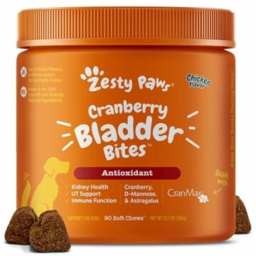 Zesty Paws Dog Supplement - Antioxidant Cranberry Bladder Bites - Chicken Flavor 90 chews